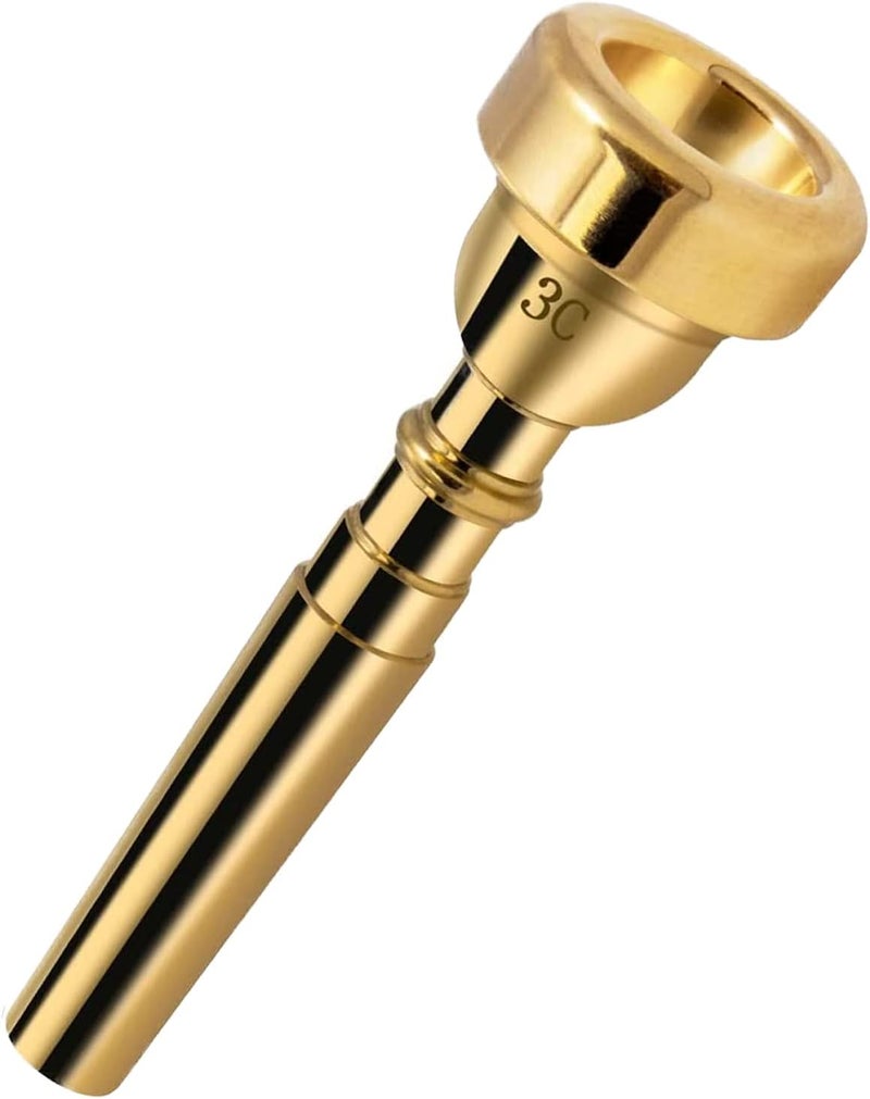 Cheerock 3C Trumpet Mouthpiece - Brass Gold Plated Compatible With Beginners and Professionals - Trumpet Accessories - Image 1